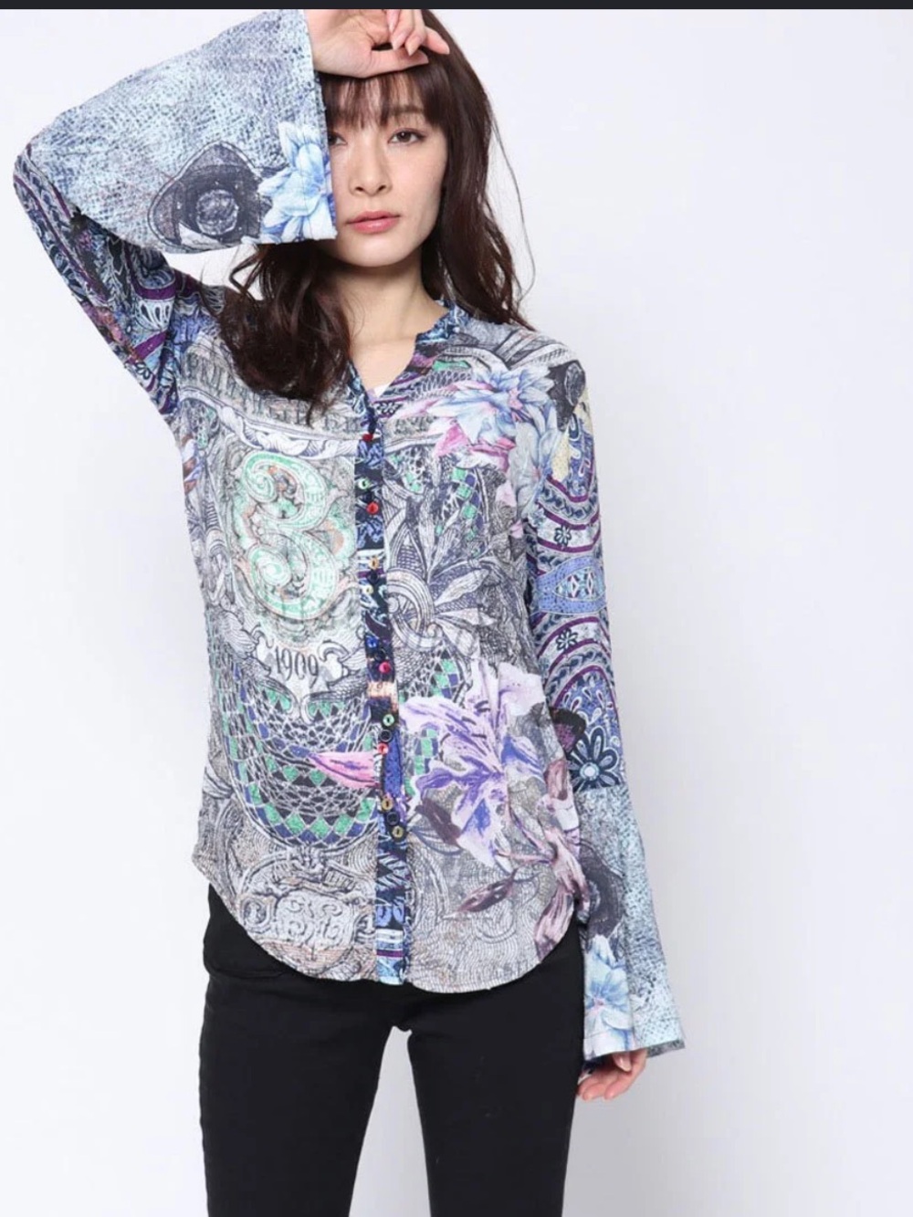 Desigual Multicolor Floral Paisley Button-Down Shirt